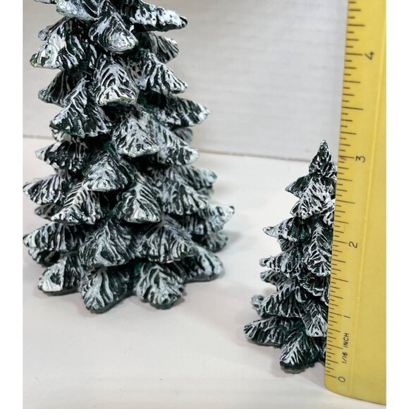 Village Evergreen Trees Cold Cast Porcelain Set Of 3 By Department 56 - Picture 9 of 13